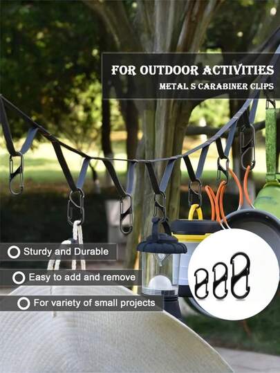1pc Durable S-Shaped Double Hook, Available In Small/Medium/Large Sizes, Suitable For Decoration, Camping, Hiking, Running And Other Practical Scenarios