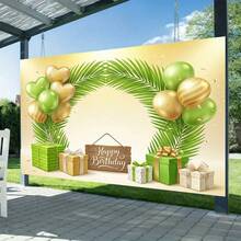 Sage Green Eucalyptus Birthday Backdrop - Floral Leafy Party Background With Mounting Kit - 3 - 查看 5