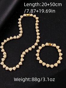 Bộ 2 dây chuyền hình trái tim kiểu mắt xích , unisex, phong cách hip-hop, bộ trang sức cao cấp, thích hợp cho ngày Valentine, sinh nhật, đeo hàng ngày và các bữa tiệc. - A - Xem 5