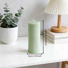 1 pieza Vela perfumada verde oliva francés - Vela de pilar a rayas (1.97 pulgadas de diámetro). Disponible en múltiples tamaños. Ideal para meditación, iluminación y creación de ambiente. Adecuada para decoración del hogar, reuniones familiares, ambientación de escenas, decoración de la sala de estar - Frijoles verdes - Ver 12