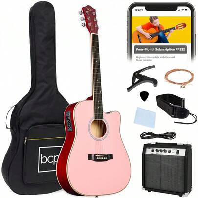 Best Choice Products Beginner Acoustic Cutaway Guitar Set Gig Bag 41in