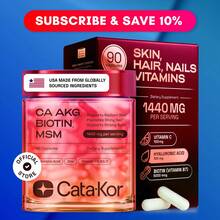 Skin, Hair & Nails Supplement – Ca AKG |   MSM |   Hyaluronic Acid |   Biotin – Supports Radiant Skin, Promotes Shiny Hair & Strong Nails – Beauty Complex, Dietary Supplement - 1 Gói (90 viên nang) - Xem 12