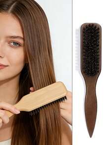 1 chiếc lược chải tóc lông heo rừng, lược chải tóc có chức năng kiểm soát viền tóc, lược chải râu cán dài bằng gỗ nguyên khối, lược tạo kiểu tóc chuyên nghiệp không mùi dành cho tóc dày/mỏng, lược chải tóc không cần điện và lược làm sạch máy cắt tóc. - Nhiều màu - Xem 1