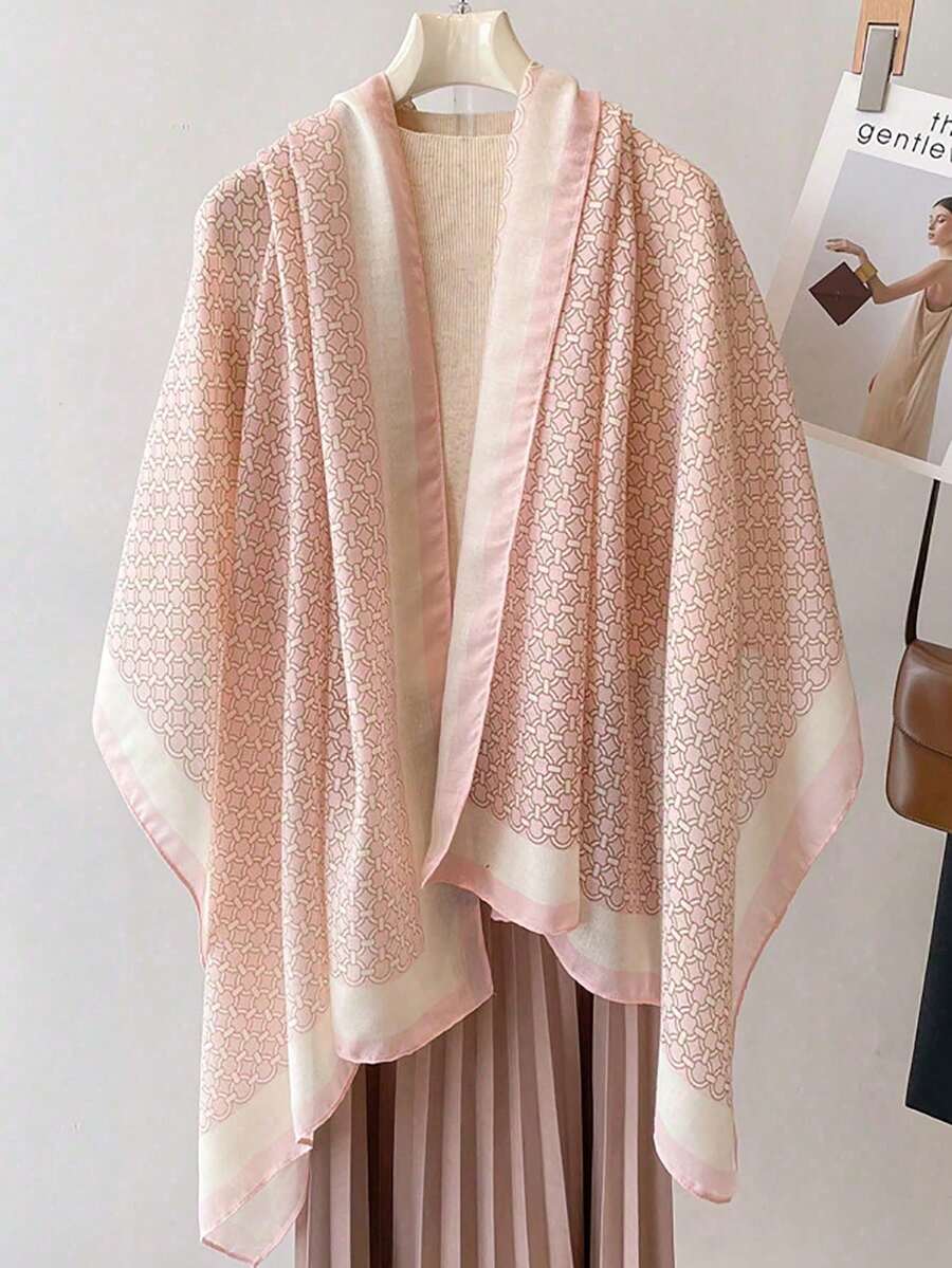 1 Circle Print Scarf Long Shawl Simple Practical Multi-Functional - Multicolor - View 1
