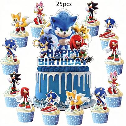 Hasbro Cartoon Anime Cupcake Toppers, Cupcake Decorations, Hedgehog Themed Birthday Party Decorations