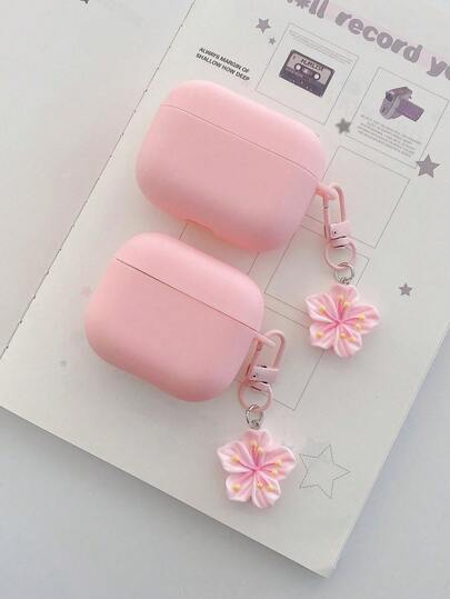 1pc Pink TPU Matte Bluetooth Earphone Protective Case With Sakura Charm, Cute Sakura Design, Compatible ForAirPods Pro 3, Pro (2nd Gen), 3, Pro, 4 Case Cover, Suitable For Daily Use, Spring, Mother's Day, Birthday, Graduation Season, Quick Ship