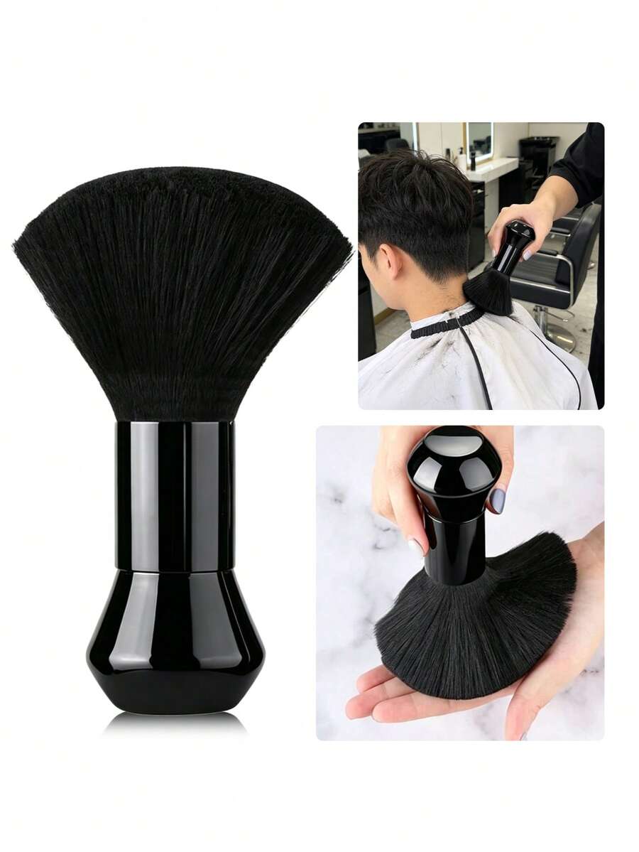 1pc Neck Brush, Hair Brush, Beard Brush, Hair Trimming Cleaning Tool, Salon Hairdressing Styling Makeup Tool - Black - View 1
