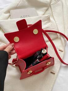 Este año, un estuche de lápiz labial de alta calidad, una bolsa cuadrada mini, un nuevo bolso versátil de unicolor para mujeres (6.2in*3.7in*2.7in) - Rojo - Ver 7