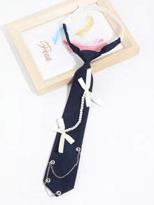 1 chiếc nơ đeo cổ thời trang nữ kèm dây ngọc trai giả, kiểu dáng dễ thương, phù hợp với áo sơ mi, mặc hàng ngày, hẹn hò, chụp ảnh, du lịch. - Nhiều màu - Xem 8