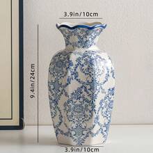1 Stück chinesische Blau-Weiß Porzellanvase, vintage Eingangsbereich Dekoration, hochwertige keramische Blumenvase für Zuhause, Lobby, Hotel, Restaurant, Blumenarrangements, Hydrokultur, Dessertladen - Mehrfarbig - Übersicht 9