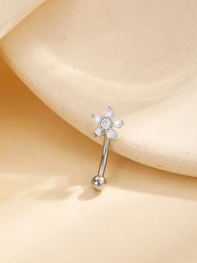 1 chiếc khuyên tai, khuyên mũi, khuyên lông mày tối giản hình hoa mai, đính đá Zirconia, làm từ thép không gỉ 316L và hợp kim đồng.