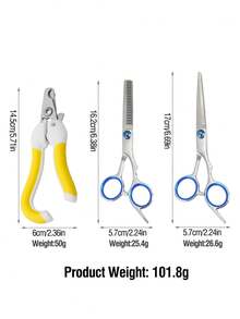 3pcs Pet Grooming Scissors Set - Hair Thinning Scissors, Trimming Scissors, Nail Clippers, Stainless Steel, Suitable For Small/Medium Dogs & Cats, Essential Home Pet Grooming Tools, Beginner-Friendly, Ins Style Pet Grooming Gift Set - Multicolor - View 13