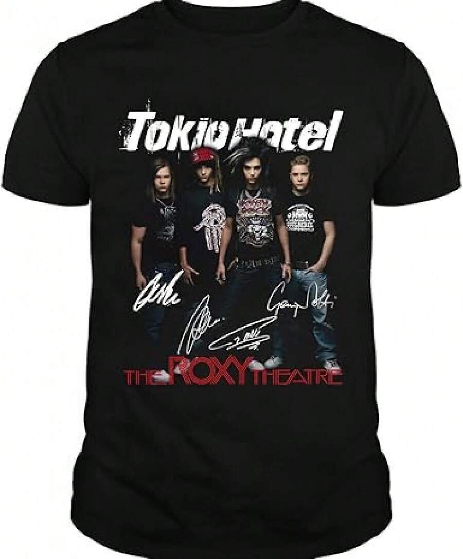 Tokio Hotel Bill Kaulitz Portrait Tee Tokio Hotel Bill Kaulitz Iconic Portrait On Black Background, Unisex Rock Music Fan TeeMen's Casual Print Round Neck T-Shirt Summer Casual Pure Cotton Women's T-Shirt ,1 Piece,Family Matching Outfits, Patterned Printed Short Sleeved Top T-Shirt - màu đen - Xem 1