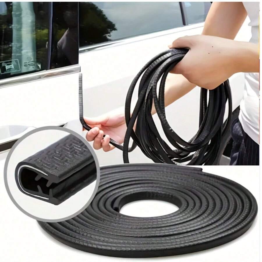 Dải bảo vệ mép cửa xe màu đen dài 12m/472.44in, dải bịt kín, dải bảo vệ cản xe, phụ kiện trang trí xe hơi đa năng.