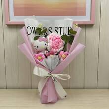 SANRIO 母亲节玫瑰针织花束（1件），Hello Kitty 手持花束，花园装饰，摄影道具，创意情人节礼物 - 彩色 - 查看 13