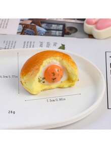 1pc Soft Slow Rebound Realistic Egg Tart, Bite Into The Flowing Egg Yolk Layered Cake, Sweet Dessert Squeeze Toy, Home Decor Display Sample - Multicolor - View 2