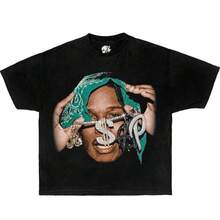 Women's T-Shirt Unisex T-Shirt Made Of Pure Cotton Rocky Large Face Streetwear Boxy Shirt Y2K Shirts Opium Shirt Graphic Shirts Oversized Tees Vintage Shirt Hip Hop Shirts Bootleg Shirts Summer Shirt Blouse Basic Tops Soft... - 黑色 - 查看 1
