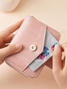 Marble Texture Girl's Wallet, Large Capacity Short Wallet With Multiple Card Slots, Solid Color High-End Coin Purse, Macaron Color Minimalist Daily Multi-Layer Wallet, Versatile Fresh Card Holder - Multicolor - View 2