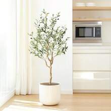 Nafresh - Olivo sintético alto 48 pulgadas textura realista olivo artificial de seda en maceta olivos falsos para interiores y exteriores para hogar oficina sala de estar recámara vestíbulo - Verde - Ver 6