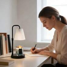 1 PCS Elegant Flameless Frosted Lampshade Candle Warmer Lamp, Height Adjustable Dimmable Wax Melting Lamp With Timer & GU10 Bulb Included, Multi-Scene Home Decor For Bedroom Living Room Office Side Table Vanity, Thoughtful Gift For Housewarming Wedding Anniversary Birthday - US A Type Plug(110-127V) - View 9