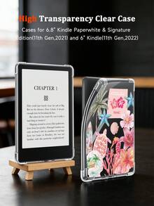 1pc Summer Flower Pattern Transparent Shockproof Soft Silicone Protective Case For Kindle 11th Gen 2022/Kindle Paperwhite 12th Gen 2024/Kindle Colorsoft Signature Edition, Clara Colour/Bw/2E - Multicolor - View 5