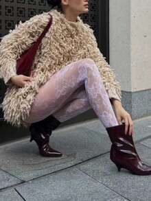 Quần tất lưới họa tiết hoa – Quần tất họa tiết hoa cúc mặt trời màu đen, tất lưới cá tính dễ thương, tất lưới phong cách alternative rave. - trắng - Xem 4