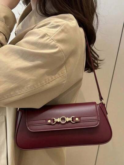 Bolsa Feminina Baguete Média De Ombro Estilosa Casual Varias Cores