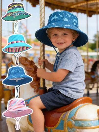 1 chiếc mũ chống nắng cho trẻ em, mũ rộng vành, mũ ngư dân cho bé, mũ chống nắng ngoài trời, mũ rộng vành chống nắng ngoài trời cho bé, chống nắng, thoáng khí, in hình khủng long, họa tiết xe công trình, mũ ngư dân kẻ sọc, mũ in hình hoạt hình, dây rút điều chỉnh gió, mũ tai bèo rộng vành, thích hợp cho hoạt động ngoài trời, phù hợp cho bé trai và bé gái.