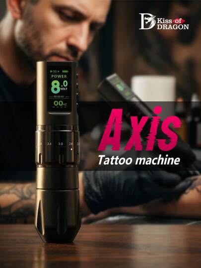 Kiss Of Dragon 1PC Axis Wireless Tattoo Machine Adjustable 2.0-4.2mm Stroke Rotary Cartridge Tattoo Pen With 1600mAh Power Coreless Motor For Tattoo Artist