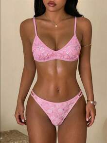 Bộ bikini 2 mảnh hở lưng gợi cảm dễ thương đi biển mùa hè cho nữ - Màu vàng - Xem 7
