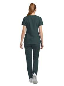 2pcs/Set Women Nurse Uniform Set, Top + Pants With Pockets, Nursing Surgical Room Work Clothes, Beauty Salon Work Wear - Green - View 3