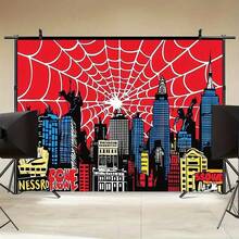 Red Spider Web & Cityscape Photography Backdrop - Theme Party Decor, Durable Polyester Fabric, No Electricity Needed Birthdays, Photo Booths, Events, Event Decoration| Dynamic City Scene|Easy Setup Fabric, Party Decorations 95gsm Room Decoration Bedroom Home Decor Tapestry 50X 60lnch (Approximately 137.2X) 152.4cm) Patterned Printed Blanket, Suitable Home Decoration To Enhance Atmosphere, Suitable Office, Camping, Travel, Home Decoration, Thanksgiving, Valentine's Day Blankets,, Wedding, New Year Gifts Her, Him, Family, Boyfriend, Girlfriend, Father, Family, Mother, Lover, Daughter, Son, Grandfather, Grandmother, Friends, Classmates, And Pets To Provide Gifts.Sofa, Bed, Car, Bedroom, Living Room, Office, Outdoor Camping - Nhiều màu - Xem 5