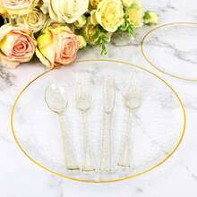 150/100/75/50/25/10/2pcs Gold Glitter Reusable Cutlery Set, Includes Forks/Spoons, Suitable For Parties, Outdoor Events, Family Gatherings, Weddings, Holidays, Cakes And Salads - Gold Powder - View 2