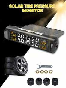 Hệ thống giám sát áp suất lốp TPMS, năng lượng mặt trời/USB, màn hình LCD kỹ thuật số không dây, phụ kiện ô tô 4x4, phụ tùng ô tô đa năng, 300mAh - A - Xem 3