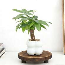 1 Piece/Set Round Wooden Tray Multi-Functional Wooden Candle Holder Kitchen Fruit Tray Base Bathroom Storage Tray, Christmas - 1pcs-brown - View 6