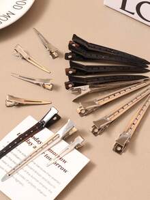 5个黑色和银色长直蓬松发夹，无痕发夹，美发沙龙专用，日常居家洗发造型配件 - 彩色 - 查看 2