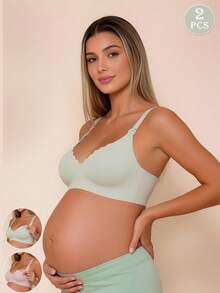 Hart & Haze 2件装孕妇及产后哺乳文胸，无钢圈提拉，前开式防下垂文胸 - 彩色 - 查看 1