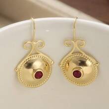 Elegant Fuchsia Synthetic Zirconia Ball Bow Pendant Earrings, Handmade Jewelry For Women, Suitable For Daily Wear And Dates, Ideal Gift For Wife And Girlfriend - Gold - View 5