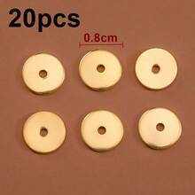20pcs Stainless Steel Flat Round Spacer Beads, Gold Color, For DIY Jewelry Making Accessories, Bracelets, Necklaces, Jewelry Supplies - Stainless Steel Beads - View 14