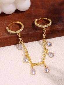 1枚镶嵌水钻的时尚全指戒指，搭配优雅的流苏链，适合女士婚礼、派对佩戴，是婚礼季的精美礼物。 - 彩色 - 查看 2