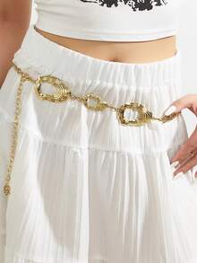 1 chiếc thắt lưng/dây chuyền phong cách Boho, phụ kiện eo mạ vàng rỗng cho bé gái, phù hợp với váy, áo len, quần, tuyệt vời cho các bữa tiệc, lễ hội, Giáng sinh, quà tặng sinh nhật. - Vàng - Xem 2