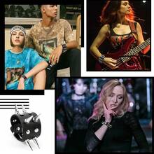 Xiacheng 1/3件装铆钉手链，朋克手链，尖刺手链，Emo手链，哥特手链，哥特风手镯，铆钉臂环 - 黑色 - 查看 4