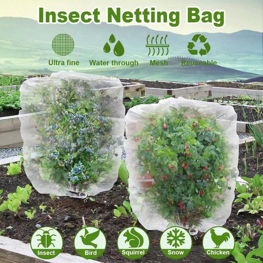 1pc White Garden Plant Fruit Protection Net Bag, Fruit Tree Anti-Insect Net Cover, Plastic Mesh Barrier Net With Pull Rope, Suitable For Vegetables, Fruit Trees And Shrubs, To Prevent Squirrels, Birds And Insects - A - View 1