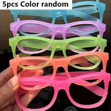 Glow In The Dark Party Glasses - Neon Green, Purple, Orange, Yellow, Red - No Lenses, Lightweight Durable Plastic Frames, Suitable For Halloween, Masquerade, Birthday, Photo Booth, Costume Parties - Party Favors, Decorations, Photo Props - Multicolor - View 11