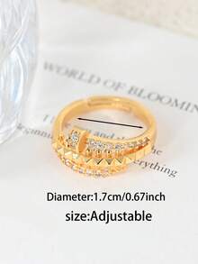 1枚时尚几何锆石女士戒指。适合女性日常佩戴、参加派对、约会等场合。 - 時尚 - 查看 4