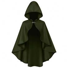 COS Vintage Halloween Cape, Renaissance Period Hooded Coat, Medieval Style For Adults, Stage Costume, Stage Cape - 連帽斗篷女士披肩綠 - 查看 2