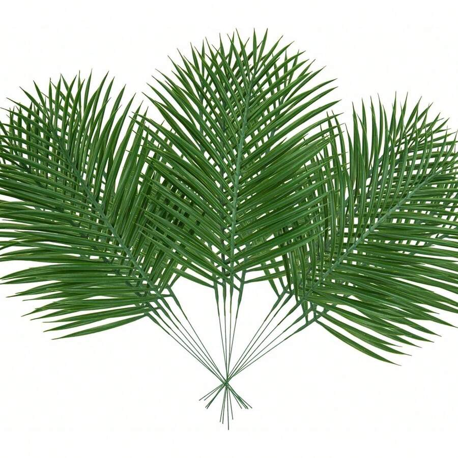 20pcs/5pcs Artificial Green Plant Single Leaf, Green Coconut Palm Plastic Iron Tree Leaves, Natural Realistic Style, Artificial Palm Leaves, Suitable For Living Room Bedroom Vase Flower Arrangement, Wedding Table Decor, Party Background, Home Greenery Decor, Holiday Photo Props - Green - View 1