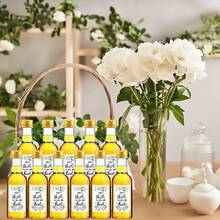 40/5个迷你婚礼葡萄酒瓶，饮料分配瓶，透明塑料空瓶，配有金色、银色和黑色螺旋盖，附赠“我们结婚了，喝一杯！”黑色标签，非常适合用作婚礼回礼、生日派对、婚礼装饰、户外派对用品。 - 透明D - 查看 11