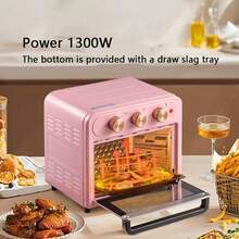 15 Quart Air Fryer & Convection Oven Combo, Multifunctional, Stainless Steel Non-Stick Basket, Easy Clean, Pink – Ideal For Healthy Cooking, Roasting, Baking & More - US B Type Plug(110-127V) - View 8