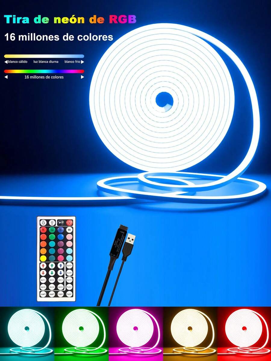 Bandes lumineuses LED multicolores avec télécommande, lumières au néon DIY avec USB, effets segmentés RVB, convient pour la décoration de la chambre, l'intérieur de l'armoire, le cadre du miroir de vanité, le bas du canapé, la vitrine de la boutique, le chemin du jardin, l'éclairage décoratif pour Halloween, Noël et d'autres fêtes ou l'éclairage au néon quotidien de la maison